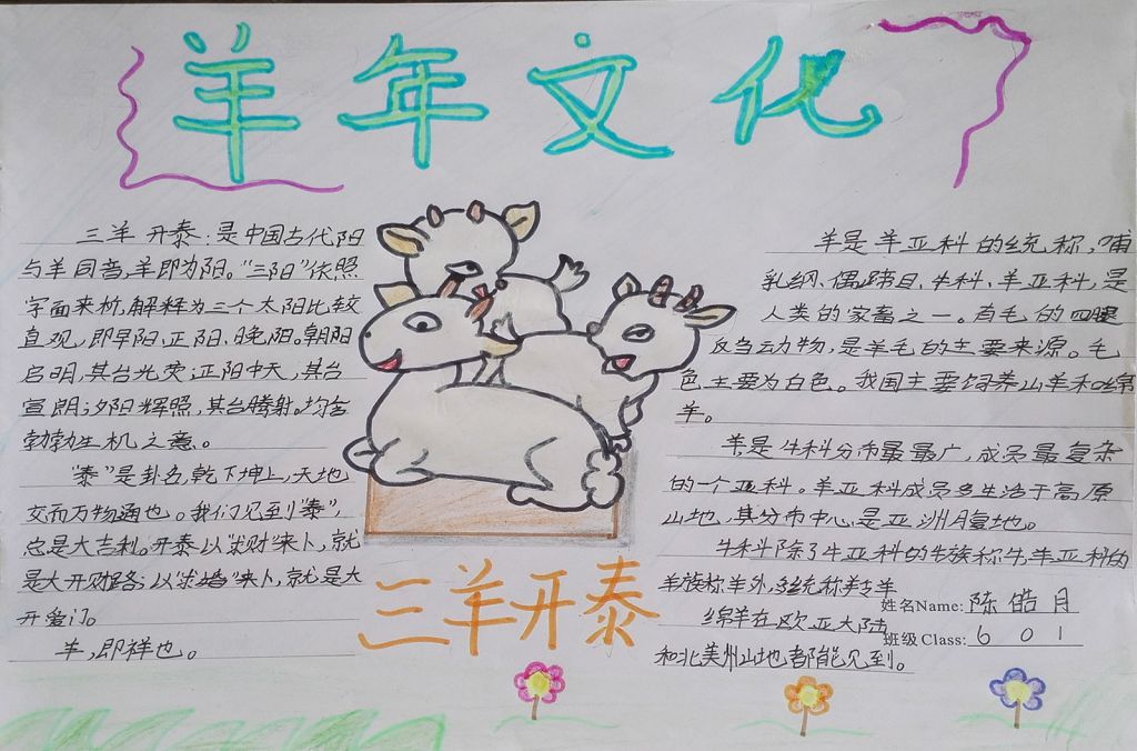 羊年文化手抄报大全