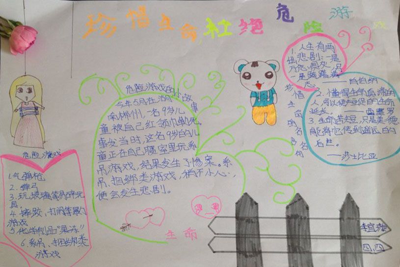 珍爱生命远离危险手抄报