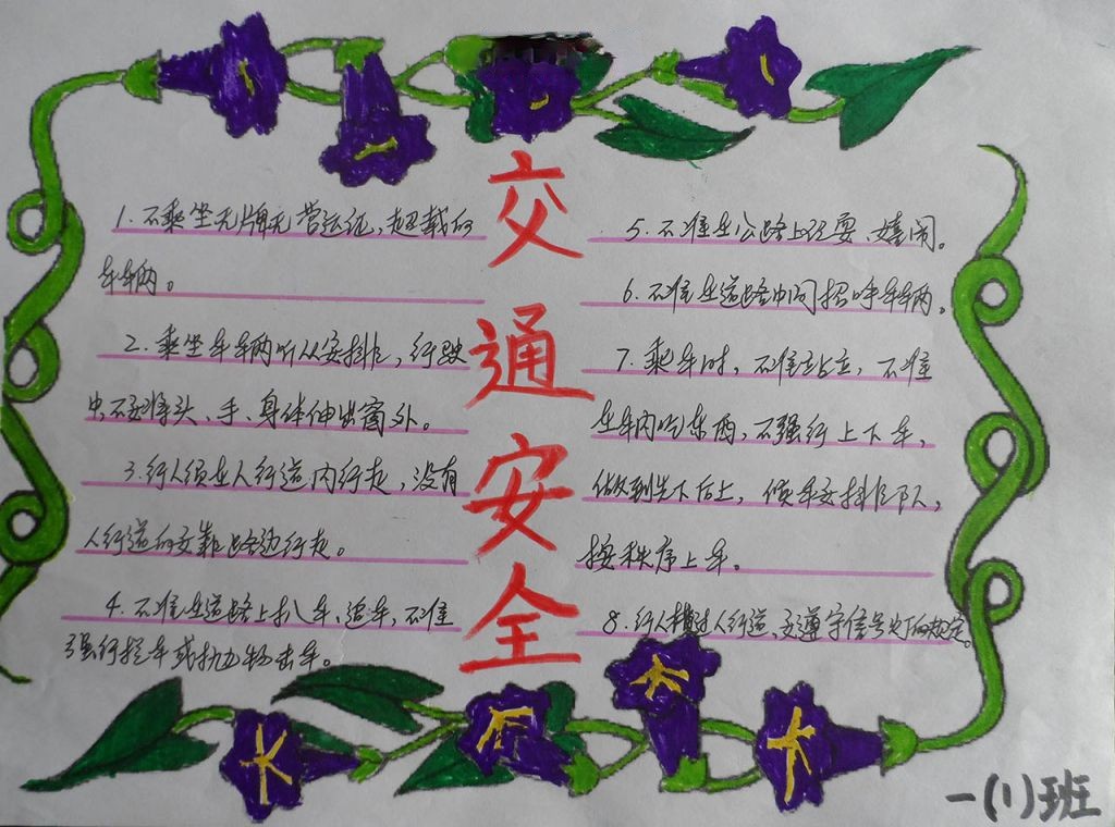 十大交通陋习手抄报大全