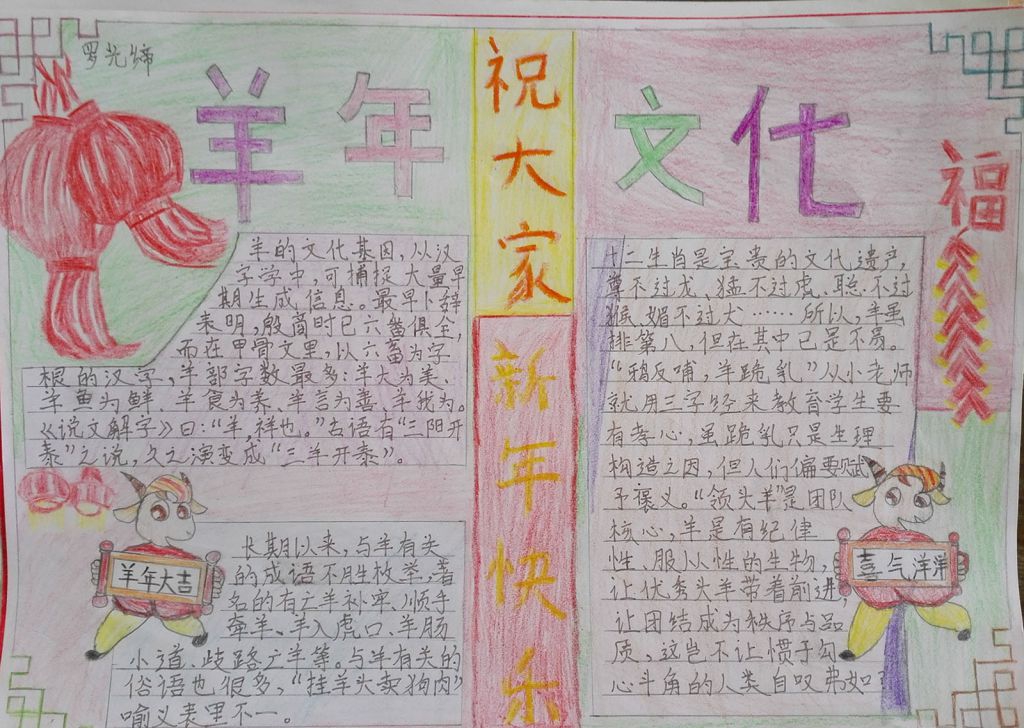 羊年文化手抄报大全