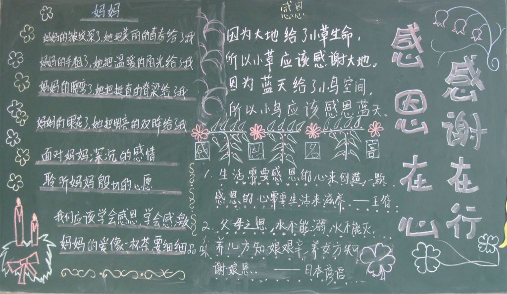 感恩在心感谢在行黑板报