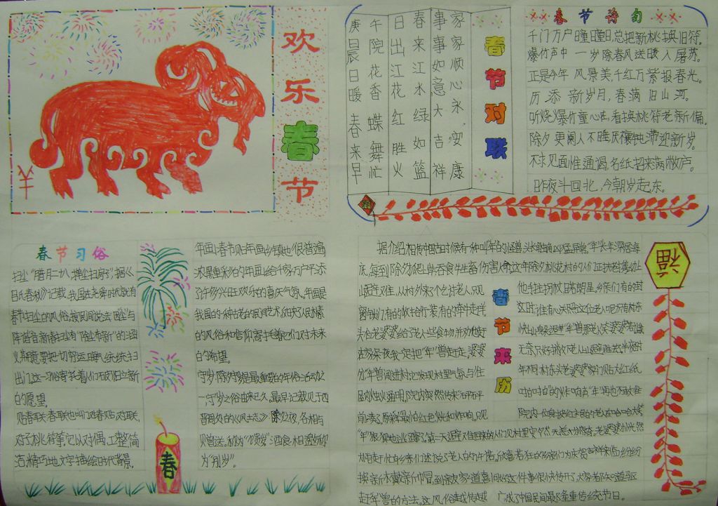 欢乐祥和过春节手抄报
