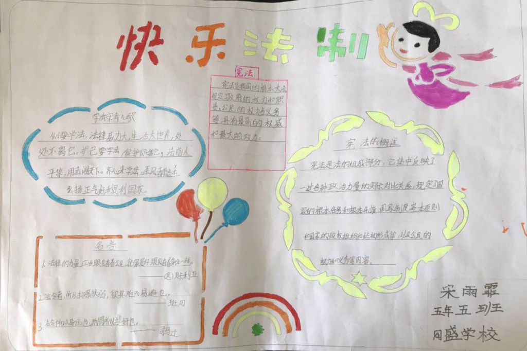 走进宪法快乐法制手抄报，法制在我心中