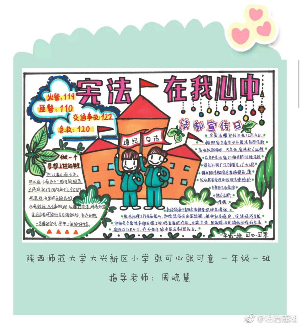 弘扬宪法精神手抄报大全，关爱明天普法先行