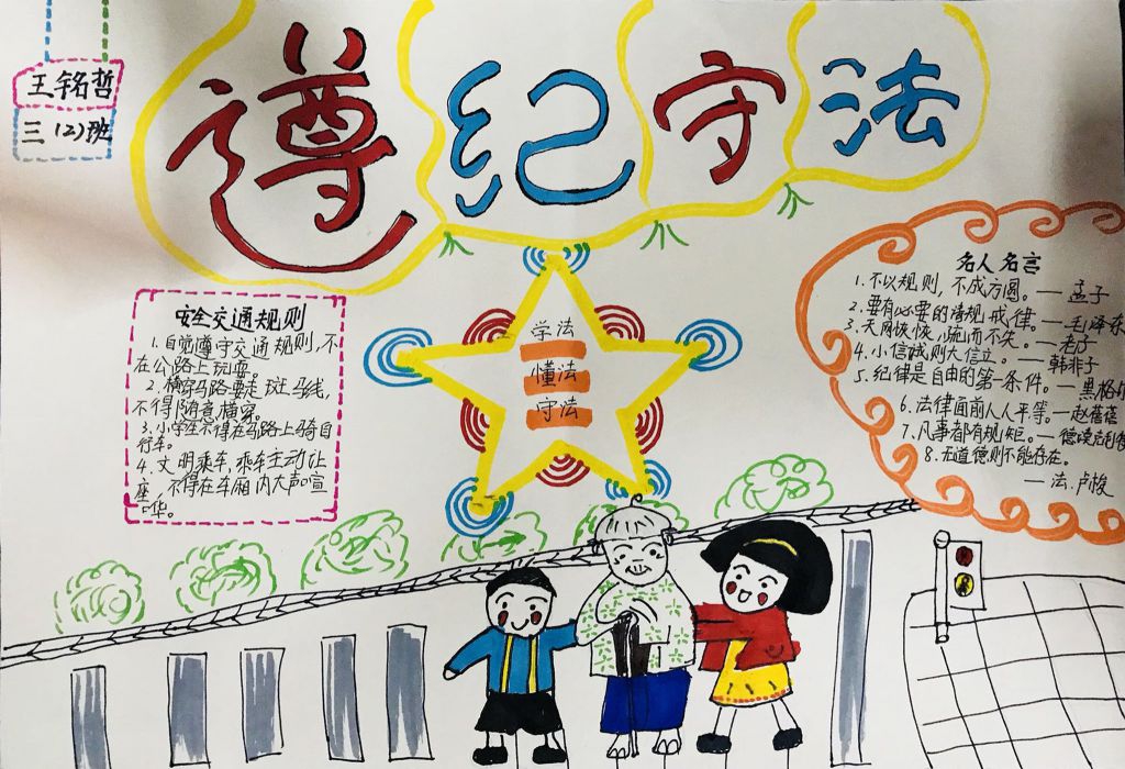 遵纪守法手抄报版面设计图简单又漂亮 遵纪守法手抄报版面设计图简单又漂亮