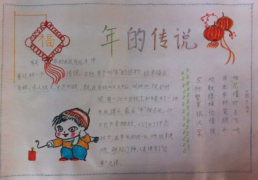年的传说手抄报
