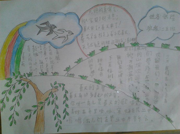 2022美丽的春天手抄报