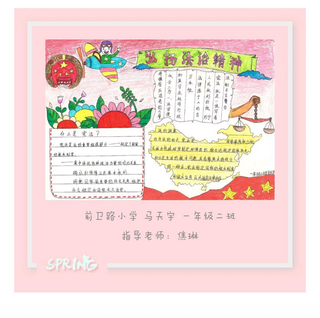 弘扬宪法精神手抄报大全，关爱明天普法先行