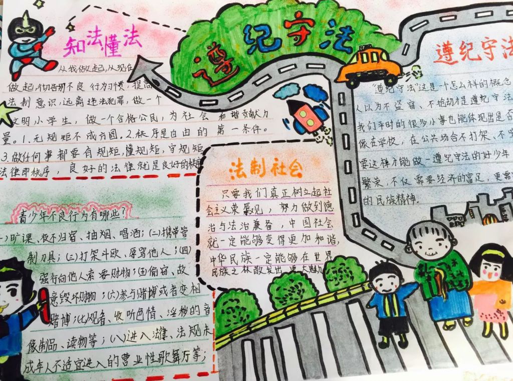 遵纪守法在你我手抄报