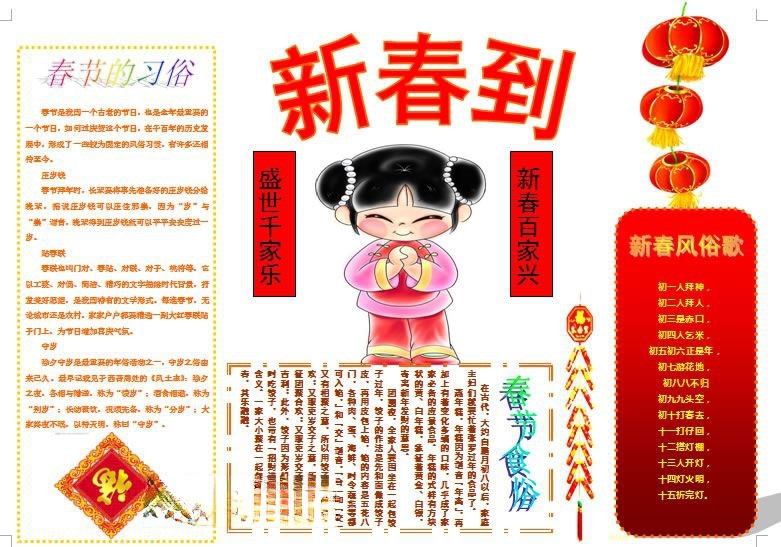 春节民俗手抄报下载