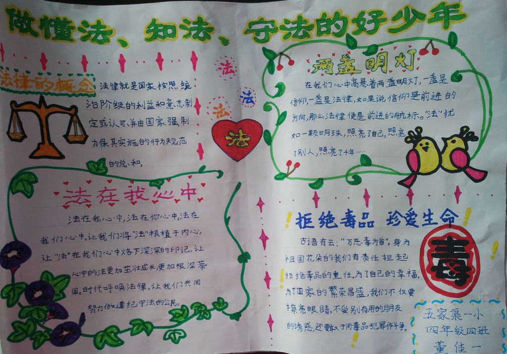 做懂法知法守法好少年手抄报