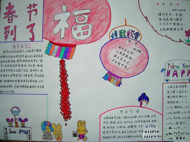 春节到来手抄报设计图