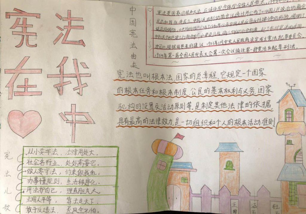 走进宪法快乐法制手抄报，法制在我心中