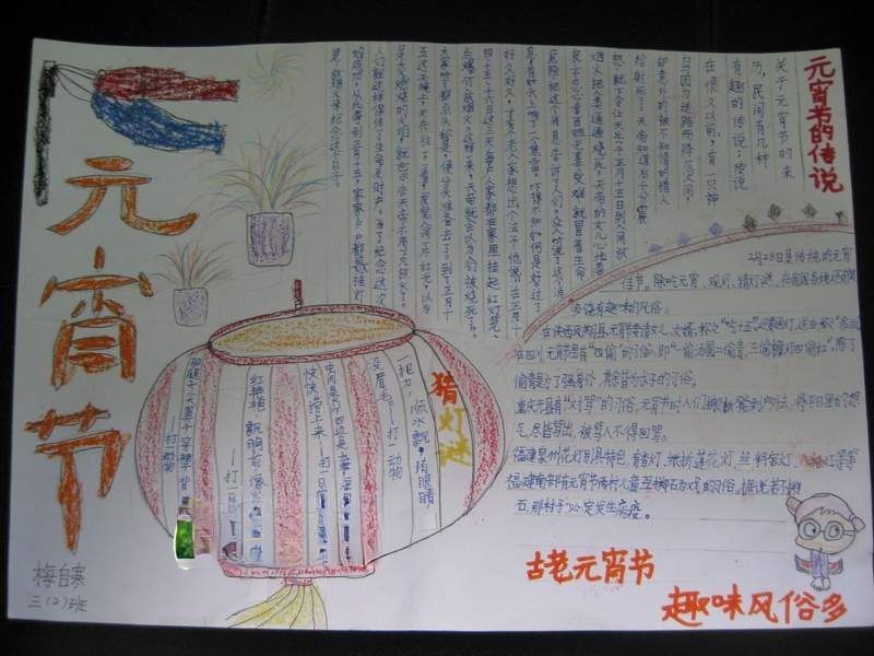 2022兔年元宵节手抄报设计图-小学生