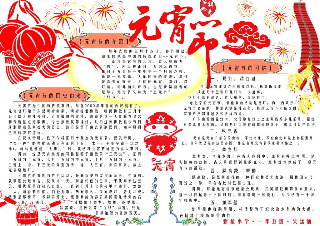 2022元宵节手抄报高清大图
