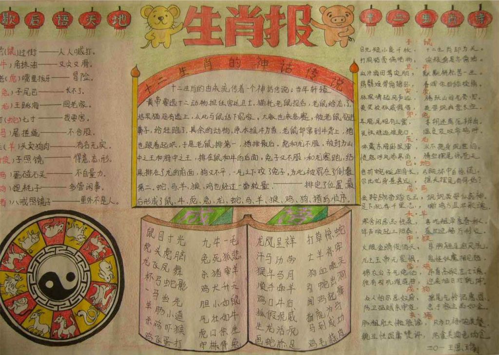 十二生肖手抄报图片