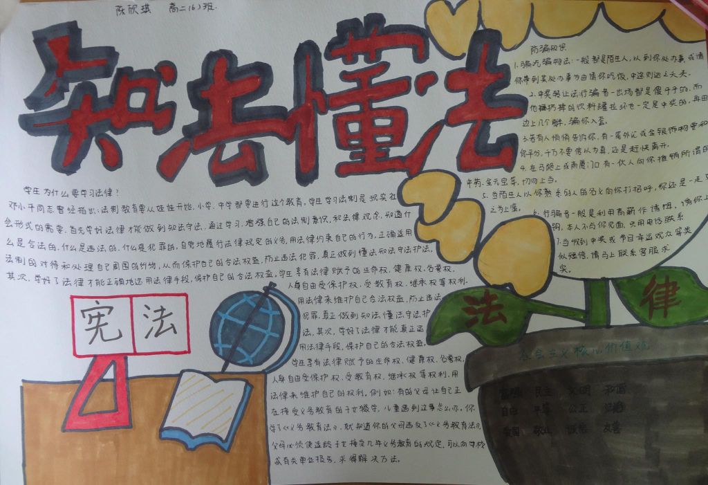 宪法日手抄报图片大全，法治精神点亮未来