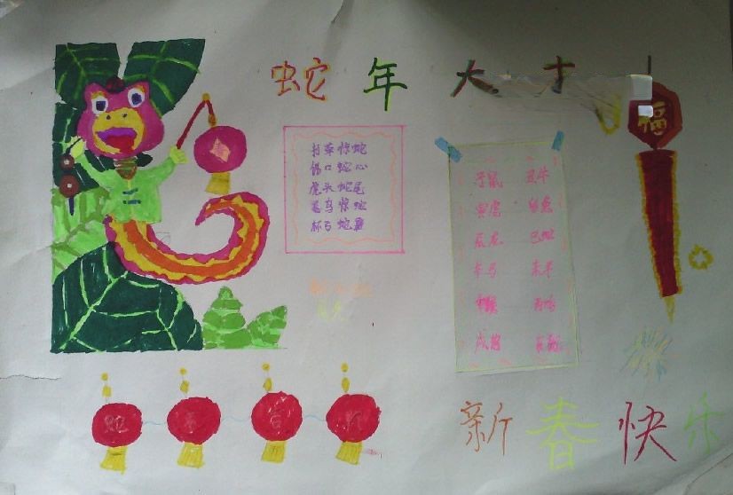 关于蛇年春节手抄报