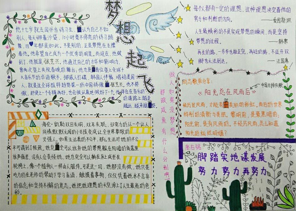 梦想起飞手抄报