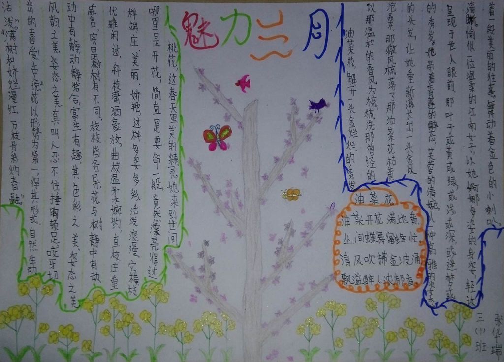 魅力三月手抄报图片