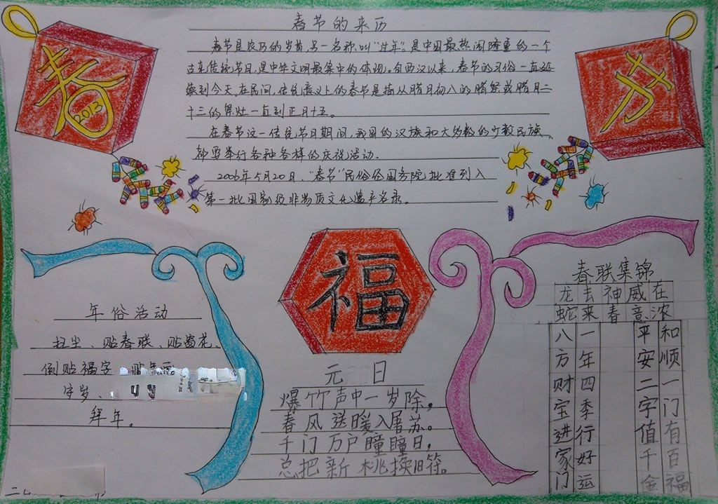 漂亮的春节手抄报获奖作品