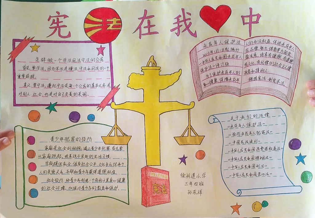 弘扬宪法精神争做守法公民手抄报，学习宪法宣传宪法遵守宪法