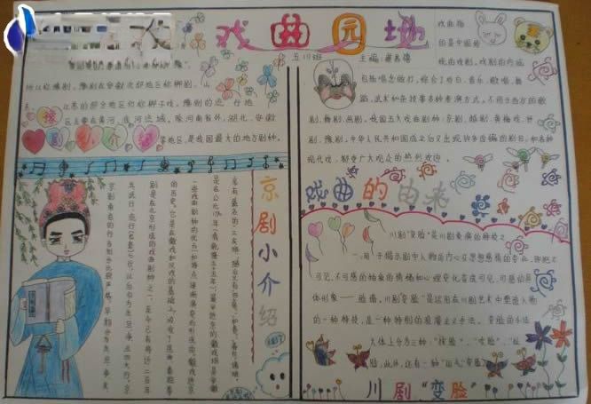 戏曲园地手抄报设计图欣赏