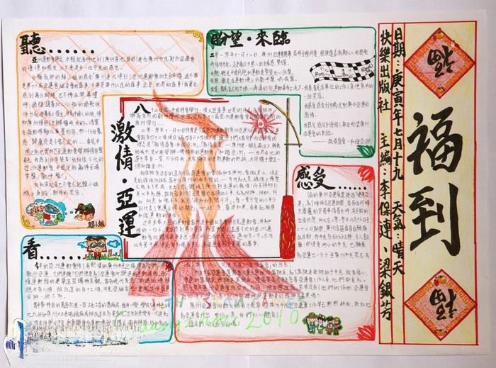 亚运福到手抄报图片 亚运福到手抄报图片