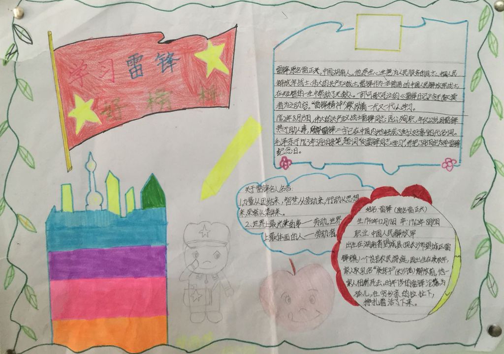 四年级学雷锋手抄报图片大全