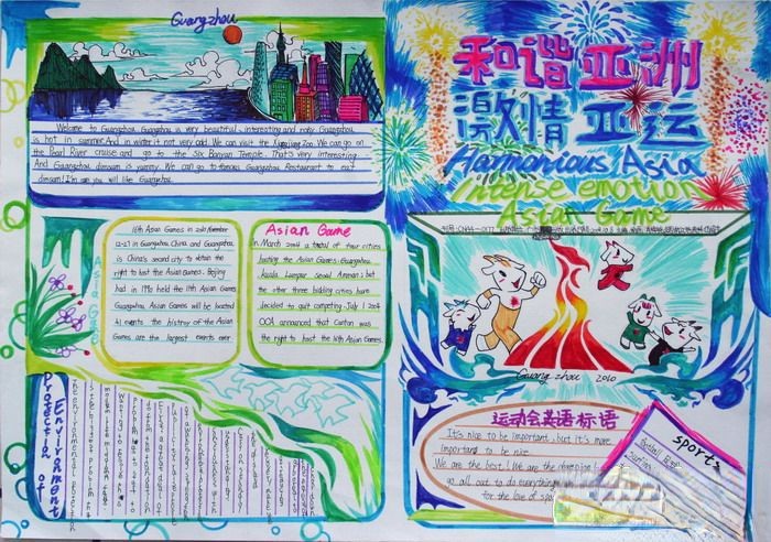 精美亚运手抄报：和谐亚洲 激情亚运