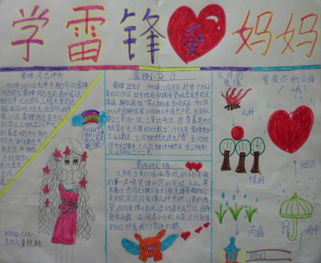 学雷锋爱妈妈手抄报图片