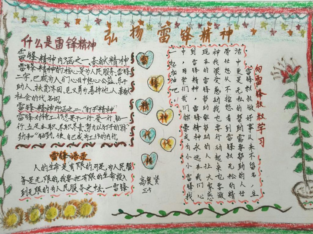 2022学习雷锋精神手抄报