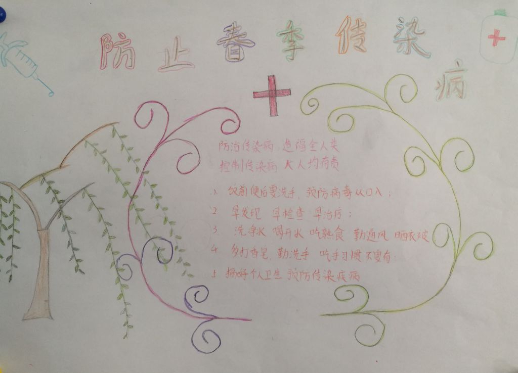 珍爱生命预防春季传染病手抄报