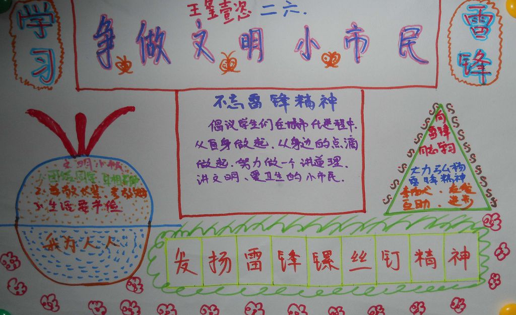 学雷锋争当文明市民手抄报 学雷锋争当文明市民手抄报