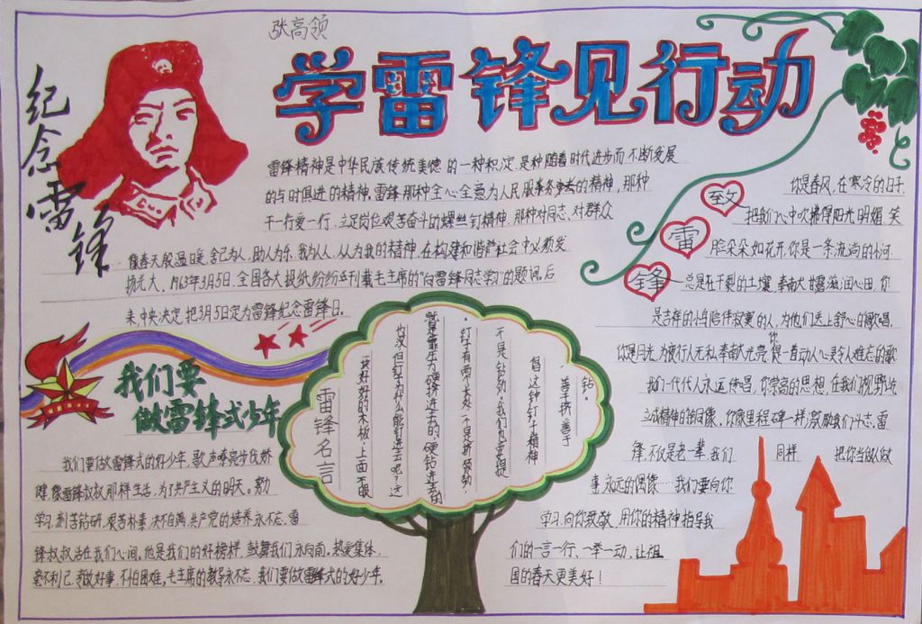 雷锋精神见行动手抄报