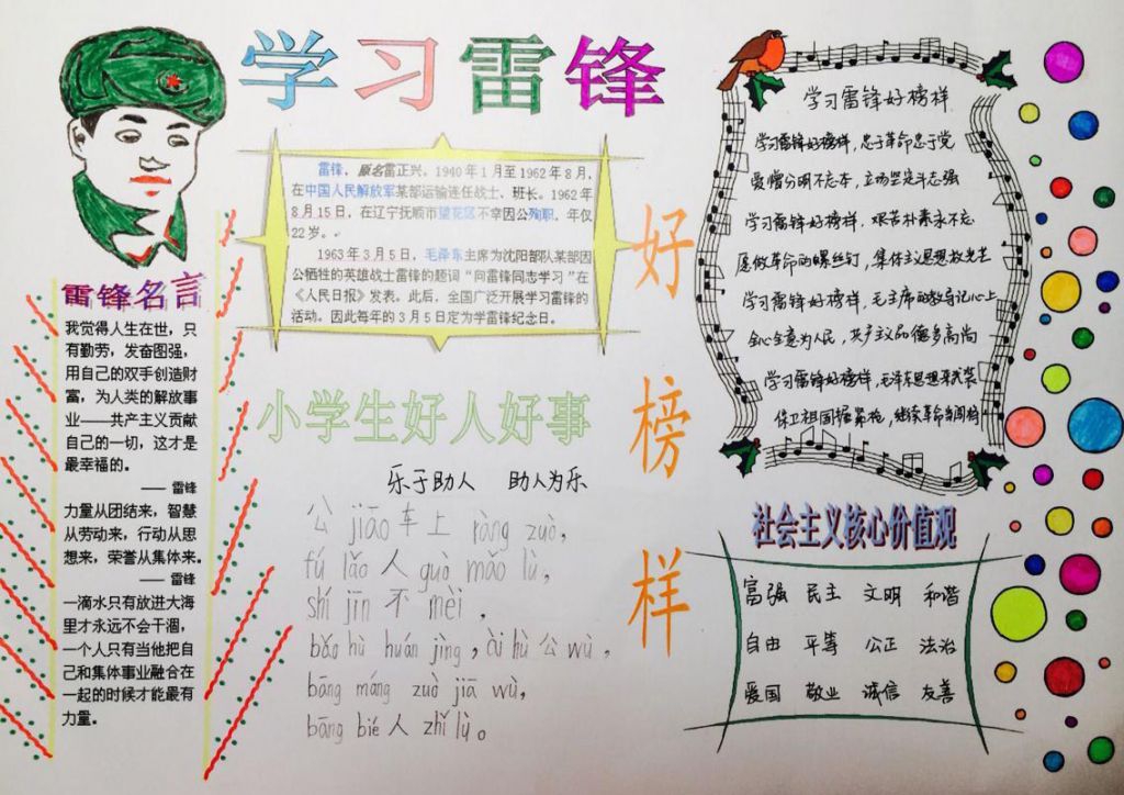 2022学雷锋精神手抄报大全，做新时代学生模范