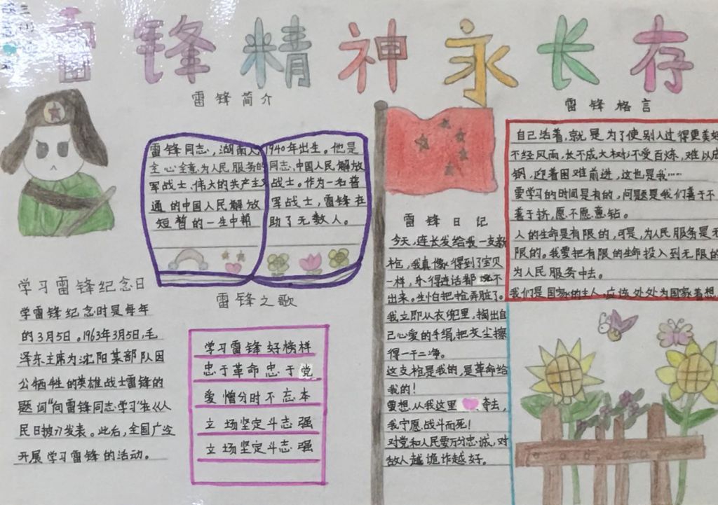 3月学雷锋手抄报，雷锋精神永存我心