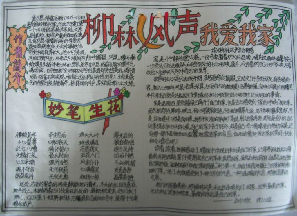 柳林风声手抄报