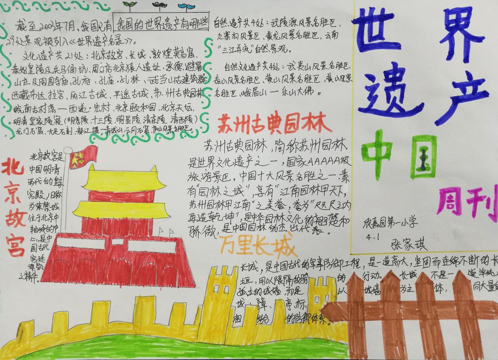 《世界遗产名录》手抄报