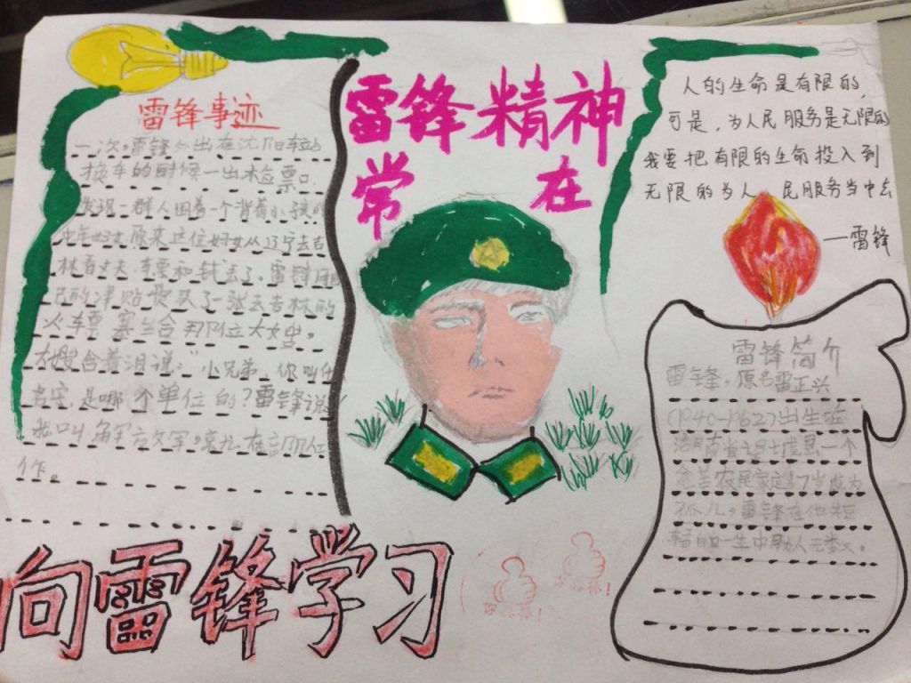 雷锋精神常在我身边手抄报