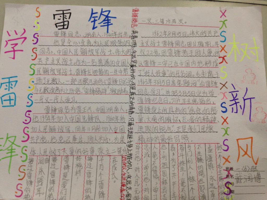 雷锋精神常在我身边手抄报