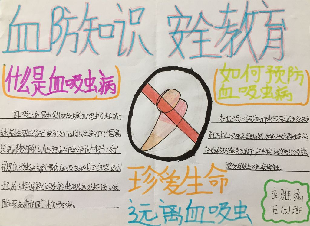 预防血吸虫病手抄报图片
