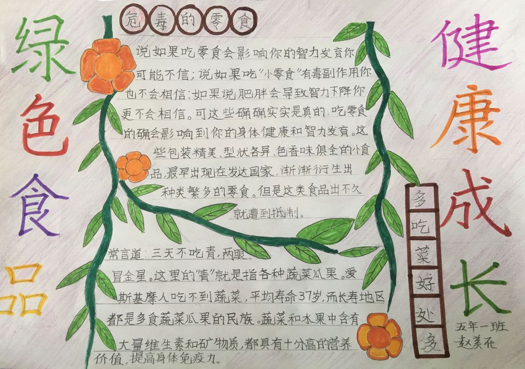 绿色食品健康成长手抄报