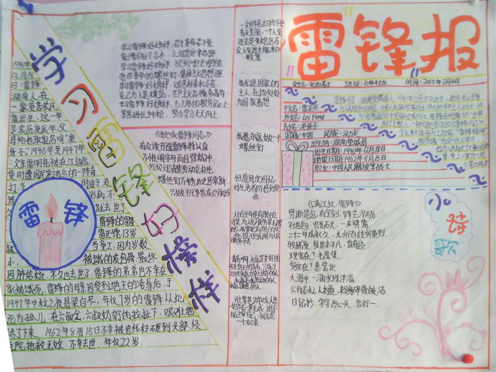 雷锋精神我传承手抄报