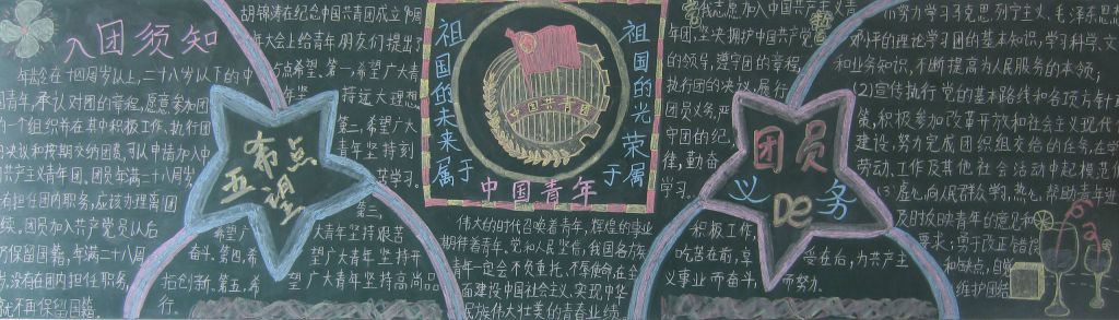 中国青年黑板报图片：祖国的未来属于中国青年，祖国的光荣属于中国青年