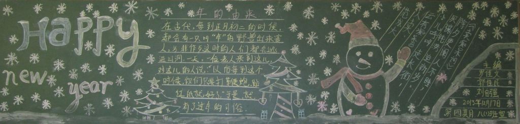 快乐迎元旦幸福过大年黑板报