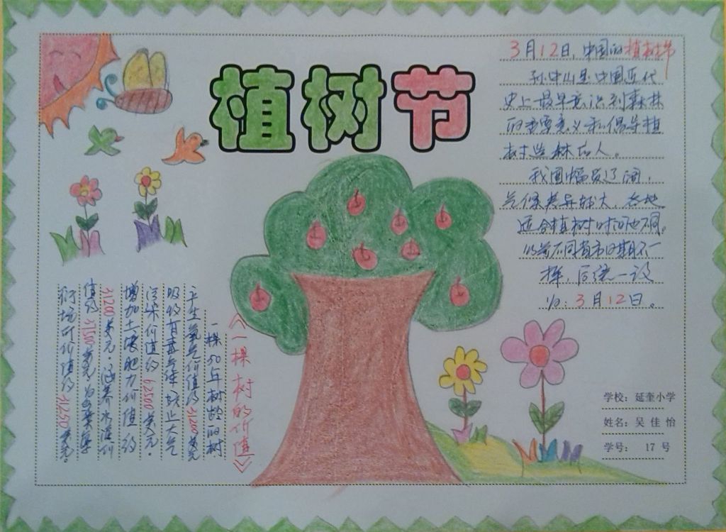 行动起来争做护绿小使者手抄报