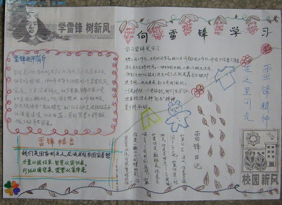 学雷锋树新风手抄报作品5