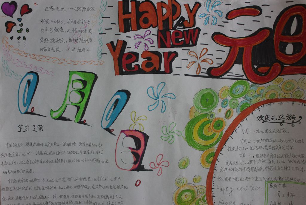 关于2022年元旦节的手抄报