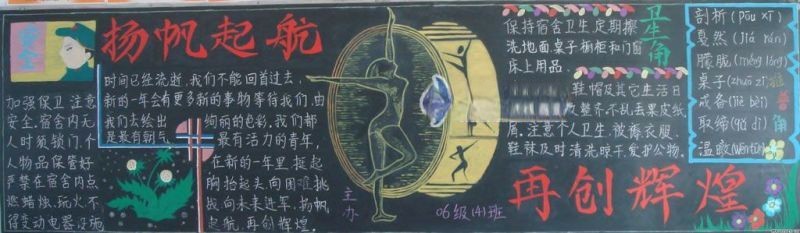 宿舍安全黑板报：扬帆起航 再创辉煌